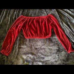 Burgundy Velvet Crop Top